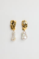 Sterling King • Baroque Pearl Molten Earrings
