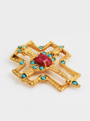 Zeiya • Unforgettable Cross Brooch (Red Stone)