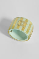 Chanel • Mint Resin Cuff with Gold Leaf & Pearl CC