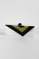 Edie Parker • Pearl, Black and Gold Acrylic Clutch