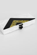 Edie Parker • Pearl, Black and Gold Acrylic Clutch