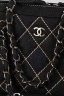 Chanel • Wool Contrast Stitch Surpique Shoulder Bag Charcoal