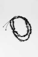 Chanel • Black Glass Bead Crystal CC Long Necklace