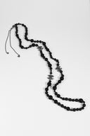 Chanel • Black Glass Bead Crystal CC Long Necklace