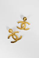 Chanel • CC Paris Button Drop Earrings in Gold
