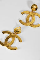 Chanel • CC Paris Button Drop Earrings in Gold