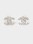 Chanel • Swarovski Crystal CC Earrings Silver
