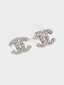 Chanel • Swarovski Crystal CC Earrings Silver