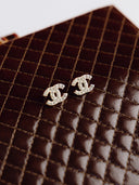 Chanel • Swarovski Crystal CC Earrings Silver