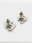 Chanel • Swarovski Crystal CC Earrings Silver