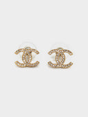 Chanel • Swarovski Crystal CC Earrings Gold