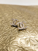 Chanel • Swarovski Crystal CC Earrings Gold