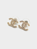 Chanel • Swarovski Crystal CC Earrings Gold