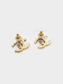 Chanel • Swarovski Crystal CC Earrings Gold