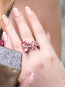 Oscar de la Renta • Pink enamel crystal rings