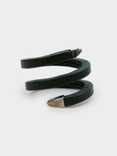 Bottega Veneta • Green Leather Coiled Snake Head Cuff