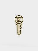 Chanel • CC Gold & Black Key Brooch
