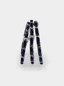 Chanel • CC Turnlock Silver & Navy Velvet Bangle Stack