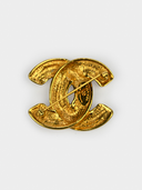 Chanel • CC Quilted Gold Brooch