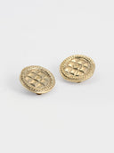 Chanel • Quilted CC Clip On Champagne Gold Earrings