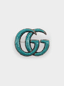 Gucci • Silver & Turquoise GG Brooch