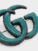Gucci • Silver & Turquoise GG Brooch