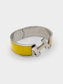 Hermès • Clic Clac H Bracelet Silver Yellow Jaune Citron
