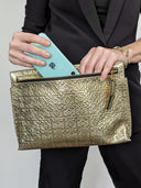 Loewe • Anagram Repeat T Pouch Clutch Patent Gold