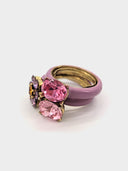 Oscar de la Renta • Pink enamel crystal rings