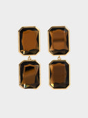 Self Portrait • Amber Geometric-Cut Stone Earrings