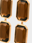 Self Portrait • Amber Geometric-Cut Stone Earrings
