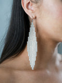 Saint Laurent YSL • Crystal mesh earrings silver