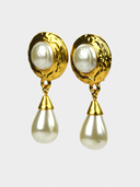 Saint Laurent YSL • Gold and Faux Pearl Clip-on Earrings