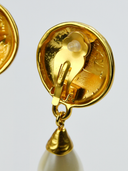 Saint Laurent YSL • Gold and Faux Pearl Clip-on Earrings