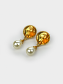 Saint Laurent YSL • Gold and Faux Pearl Clip-on Earrings