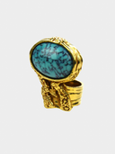 Saint Laurent YSL • Arty Turquoise Cabochon Ring