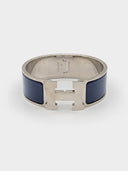 Hermès • Clic Clac H Bracelet Silver Navy Bleu Abysse