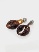 Prada • Geometric Tortoise Plexiglass & Crystal Earrings
