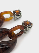 Prada • Geometric Tortoise Plexiglass & Crystal Earrings