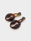 Prada • Geometric Tortoise Plexiglass & Crystal Earrings