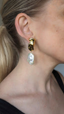 Sterling King • Baroque Pearl Molten Earrings