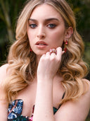 Oscar de la Renta • Pink enamel crystal rings