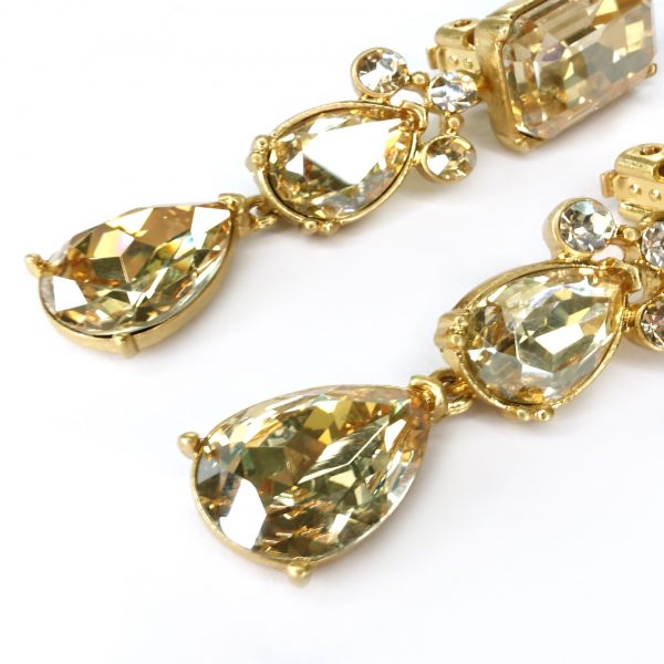 Oscar De La Renta Gold Shadow Crystal Drop earrings