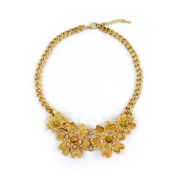 Saint Laurent Floral Bloom Necklace Gold