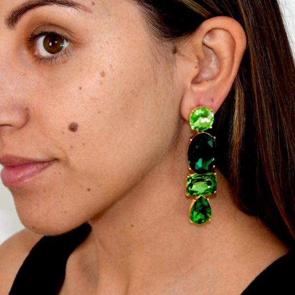 Oscar de la Renta green crystal earrings