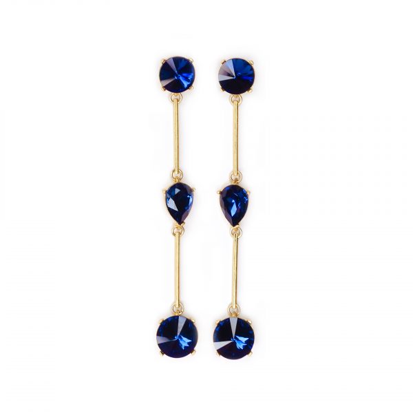 Shop Midnight Blue Morning Day Lily Swarovski Drop Earring by ESME CRYSTALS  at House of Designers  HOUSE OF DESIGNERS