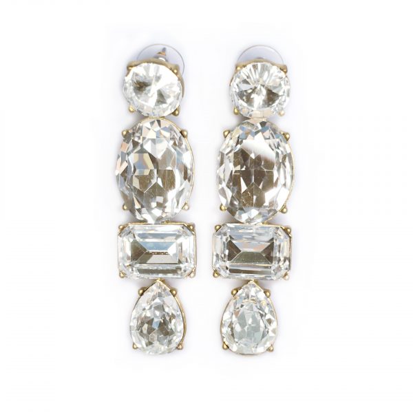 Oscar De La Renta white crystal earrings