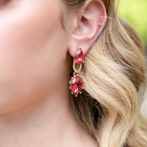 Oscar De La Renta Pink Drop Earrings