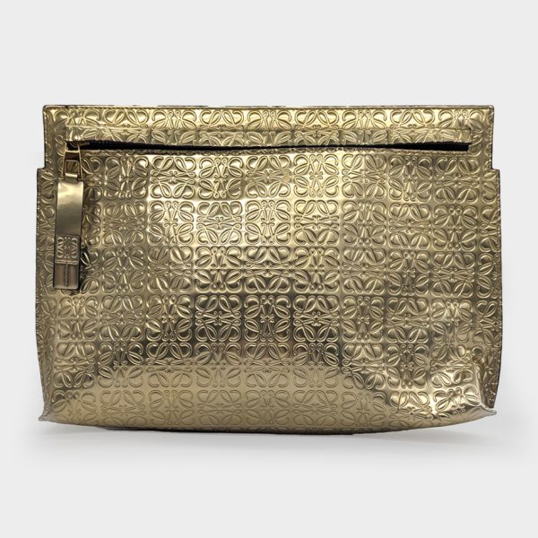 Loewe Anagram Repeat T Pouch Clutch Patent Gold