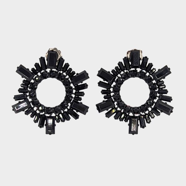 Amina Muaddi Begum Crystal Embellished Earrings Black